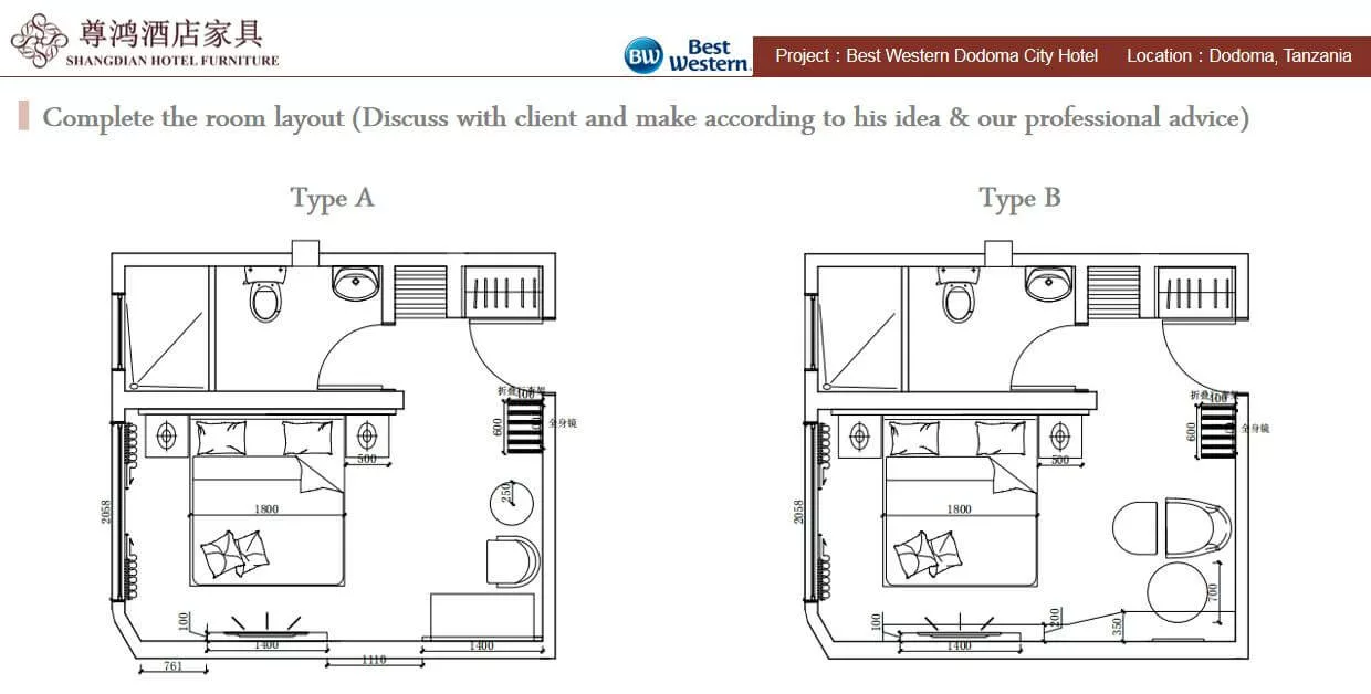Best Western Dodoma City Hotel Furniture Project Case-bedroom type A 